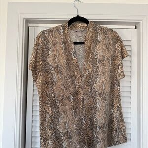 H&M Snakeskin Print V-Neck Blouse